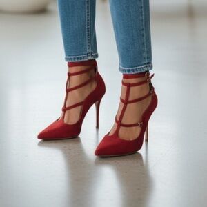 Schutz Women's Elegant Red Strappy Heels - Party - Prom - Formal - Size 10
